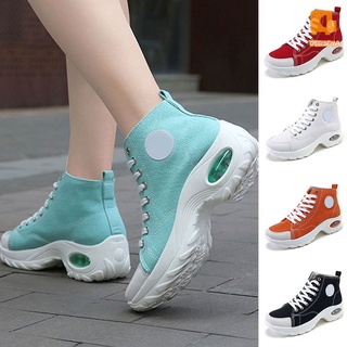 2021 New Women's Shoes Air Cushion Sneakers Canvas Shoes Fashion Casual High Socks Shoes Walking Shoes Platform Loafers (1)