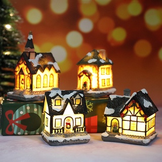 Xmas Micro-landscape House LED Luminous Resin Hut Decor / Christmas Home Decor (1)
