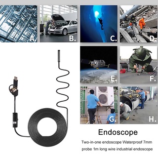 evs 7mm endoscopio cámara impermeable usb inspección borescope para android pc