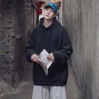 hombres sudadera con capucha Chamarra de gran tamaño sudadera coreana jersey con capucha moda suelta impreso manga larga más terciopelo pareja ropa (4)