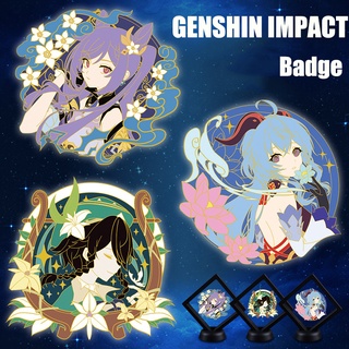 Genshin Impact Metal insignia Anime broche Ganyu Keqing Xiao Hutao Pin bolsa Pendent aleación regalo decorativo