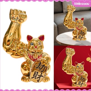 [zaau] novedad gato de la suerte figura de escritorio animal gato juguetes figura coleccionable feng shui buena fortuna oficina casa mesa estatua (9)