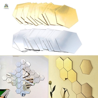 12Pcs espejo 3D hexagonal vinilo extraíble adhesivo de pared decoración del hogar arte DIY