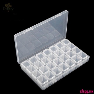 Caja de almacenamiento 28 compartimentos extraíbles Mini rejillas organizador de diamantes caja para joyas cuentas flash transparente (3)