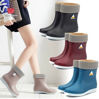 Mujer invierno impermeable zapatos de lluvia al aire libre antideslizante botas planas de tobillo
