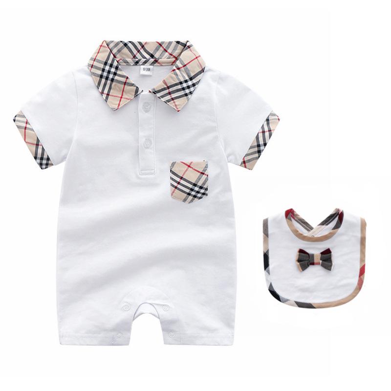 Famoso diseño de bebé de lujo mameluco de algodón Unisex ropa de bebé de manga corta mono 0-24M