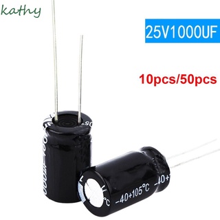 kathy condensadores duraderos 16-50v 1000uf/25v condensador electrolítico aluminio 50pcs componente común 25v1000uf