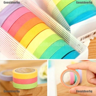 Gooutdoorhg 10X Rainbow Washi Sticky Paper ing Adhesive Decorative Tape Scrapbooking Diy