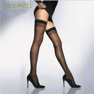 oceano1 medias negras de muslo/altas/medias de rayas para mujer sexy moda medias stay-up/pantimedias