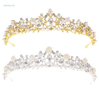 bon perla corona novia boda tiara princesa joyería mujeres lujo reina decoración