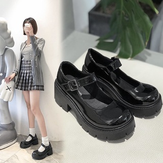 2021 Mary Jane zapatos de tacón grueso suelas gruesas estilo universitario pequeño zapatos retro pequeños zapatos de cuero de las mujeres