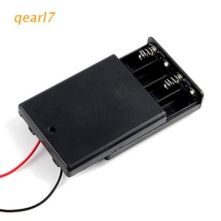 qearl7 - caja de almacenamiento de plástico duro para 4 pilas aaa con alambre negro