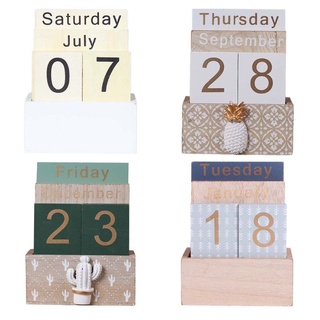 brroa vintage de madera perpetuo calendario eterno bloque planificador fotografía props mes semana fecha pantalla casa oficina decoración de escritorio