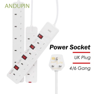 ANDUPIN Plug and Play Toma de corriente Switch 4 / 6 Gang 3 m UK Plug Cable de extensión Profesional Cargador Home Cable de electricidad Faja electrica (1)