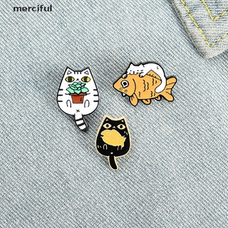 misericordioso de dibujos animados creativo lindo gato broche de joyería bolsa de ropa camiseta insignia mx
