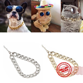 collar para perros/mascotas/collar de oro grueso chapado en 28 cm+7 cm de longitud/collar de seguridad para perros k0t0