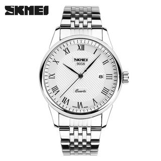 Skmei/momei 9058 banda de acero moda masculina tendencia estudiante reloj pareja reloj un par de nuevos relojes de banda de acero para mujer