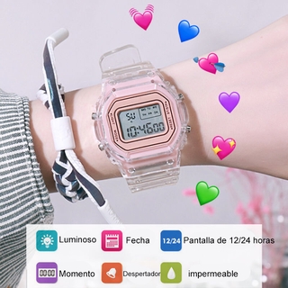 Reloj femenino lindo estilo coreano simple estudiante unicornio cuadrado impermeable reloj electrónico digital (1)