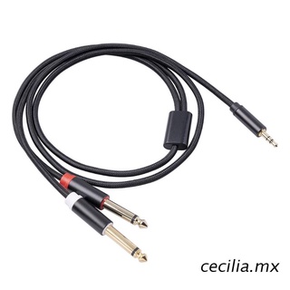 cecilia 3/10ft 3.5mm dual 6.35mm audio altavoz micrófono pc conector cable adaptador