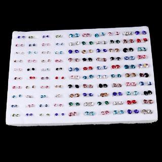 100 Pares De Aretes Pequeños Coloridos De Diamantes De Imitación Para Mujer Joyería De Orejas .