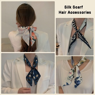 cinta bufanda mujeres scrunchy floral ponytail titular elástico banda de pelo multifunción accesorio de pelo retro diadema femenina corbata de pelo