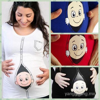Super Lindo Bebé Peeking Out Patrón Embarazada Maternidad Camisetas Ropa Camisas2021 7M3U
