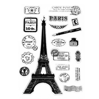 Paris Tower - sello de goma transparente de silicona transparente, diario de bricolaje, álbum de recortes (1)