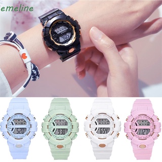 emeline ins digital relojes de pulsera simple deportivo reloj electrónico relojes 7 colores adolescentes moda luminoso casual unisex pantalla led multicolor