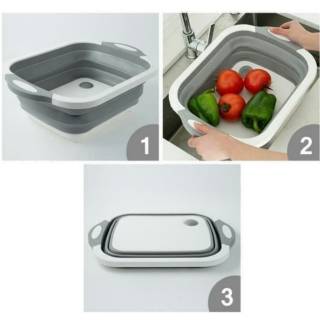 Tabla de cortar versátil lavabo plegable de verduras recipiente de lavado de utensilios de cocina