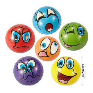 wei 6 piezas 6.3 cm suave pu de dibujos animados grimace cara sonriente exprimir bolas de alivio del estrés bola juguetes fiesta favores (2)