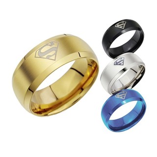anillo de acero inoxidable de titanio superman superhero band unisex