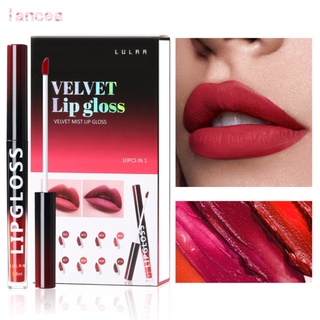Lancea 10 Color Matte Lip Gloss Velvet Matte Moisturizing Non-stick Lip Glaze Set (1)