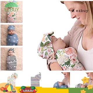 [ey] 2 unids/set bebé pañales manta rayas patrón fotografía prop elástico recién nacido recepción manta con sombrero para accesorios de bebé