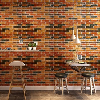 Collision avoidance 3D Wall Stickers Home Decor DIY Self-Adhesive Wallpaper Waterproof Rustic Retro Backdrop Brick Panels Old Wall Covering (2)