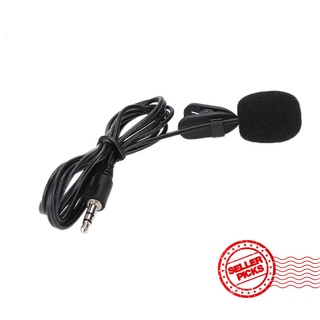 3.5mm Omnidirectional Jack Plug Tie Clip Collar Lapel Mini Mic Microphone Black T6S4