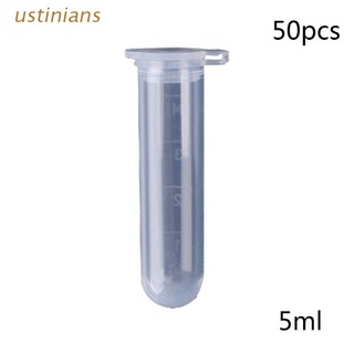 ustinians.mx New 50Pcs 5ml Plastic Clear Snap Cap Centrifuge Tubes Vials Sample Lab Container