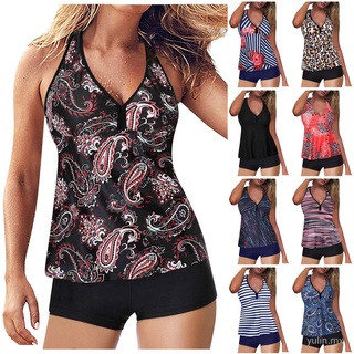 🔥Stock listo🔥[VALEN] Women Tankini Swimsuit Tummy Control Top with Shorts Two Piece Bathing Suit