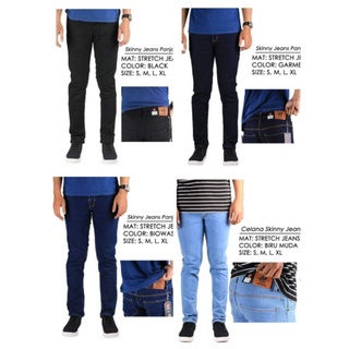 Hombres Slim Fit Streetch Jeans Original Denim negro Color talla S M L XL talla grande JUMBO