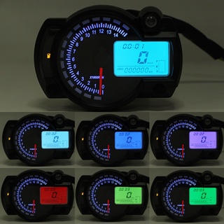12v universal motocicleta lcd digital medidor velocímetro odómetro tacómetro viaje medidor 7 colores ajustable retroiluminación scooter instrumento (8)