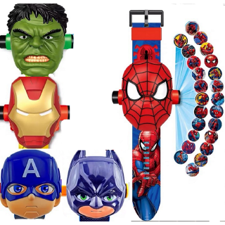 Digital Niños Flippable Proyección Reloj Relojes Deportivos Spiderman Iron Man Capitán América Batman Hulk