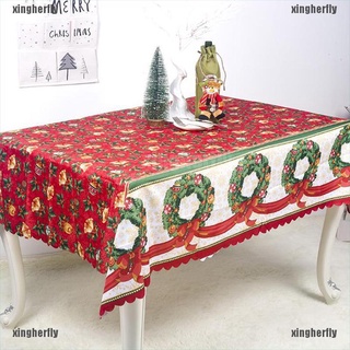 ximx mantel de navidad de algodón a prueba de polvo cubierta de mesa de navidad mantel de mesa decoración del hogar 210907