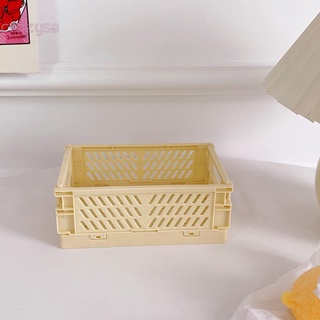 1 pza Mini caja de almacenamiento de plástico plegable para escritorio/cesta de almacenamiento colorida (6)