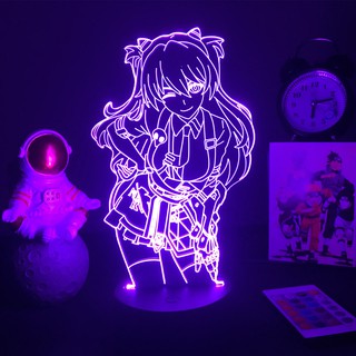 NEON GENESIS EVANGELION Led luz de noche Asuka Langley Soryu figura para dormitorio decoración luz niño regalo de cumpleaños EVA Anime modelo