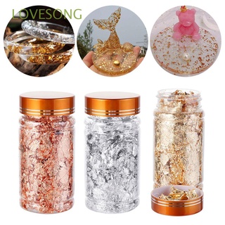 LOVESONG Shiny Gold Leaf Flake Glitters Resin Mold Fillings Gold Foil Art Decoration Jewelry Making Tool Gilding Decor DIY Crafts Sequins Filling Materials/Multicolor