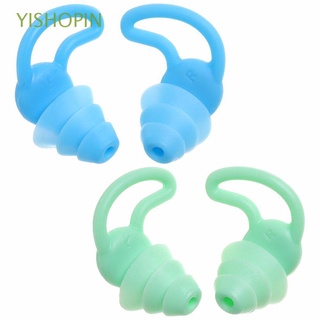 YISHOPIN 2 Pairs 2/3 capa Enchufe de oído Anti-ruido Reducción de ruido Tapones para los oídos Viaje Estudiar Sueño Seguridad auditiva Silicona suave Impermeable Aislamiento acústico Tapones para los oídos/Multicolor