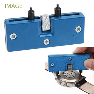 IMAGE Nuevo Reparacion Cambio de bateria Relojero Reloj abridor herramienta Ajustable Llave inglesa Durable Azul Tornillo
