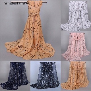 [WhalesfallWAC] Bufandas De Moda Para Mujer Nota Musical Impresión Señoras Gasa Suave Infinity Bufanda Nueva Venta Caliente