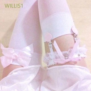WILLIS1 Sexy Ligas de piernas Cosplay Cordón Suspender corazón Inclinarse Mujeres Hebilla de liga Dulce Chicas Linda Clip de calcetín/Multicolor
