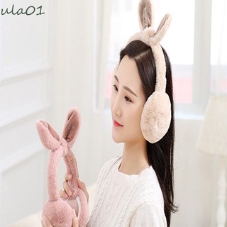 ULA01 gris rosa calentadores regalos moda mujeres orejeras piel de conejo invierno cubierta orejas cálidas ajustable niñas/Multicolor