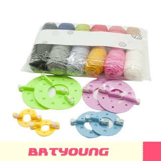 6 Size Pompom Maker Fluff Ball Waver with 6/12 Colors Acrylic Yarn Thread DIY Wool Knitting Craft Tool Set for Birthday